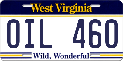 WV license plate OIL460