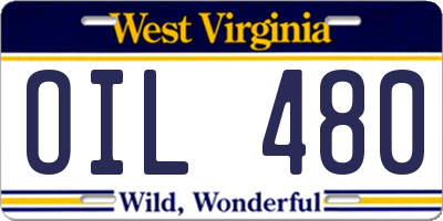 WV license plate OIL480