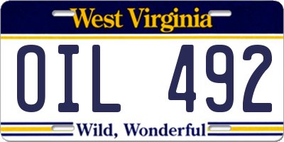 WV license plate OIL492