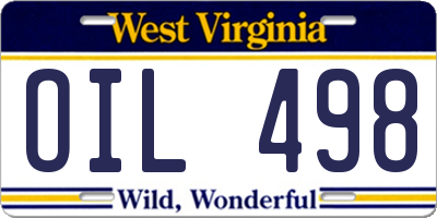 WV license plate OIL498