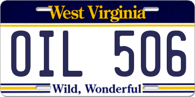 WV license plate OIL506