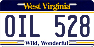 WV license plate OIL528