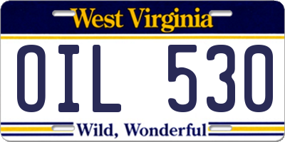 WV license plate OIL530