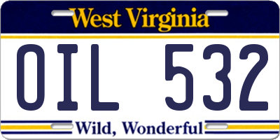 WV license plate OIL532