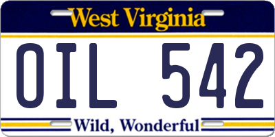 WV license plate OIL542