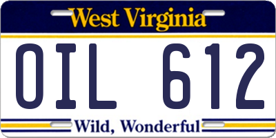 WV license plate OIL612