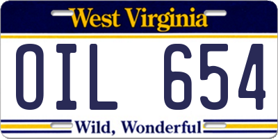 WV license plate OIL654