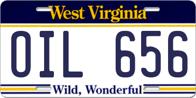 WV license plate OIL656