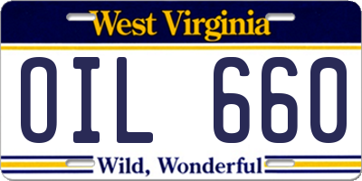 WV license plate OIL660
