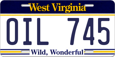WV license plate OIL745