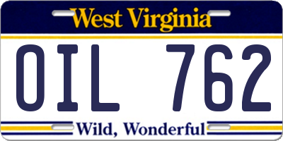 WV license plate OIL762