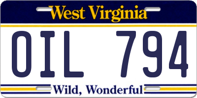 WV license plate OIL794