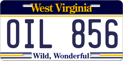 WV license plate OIL856