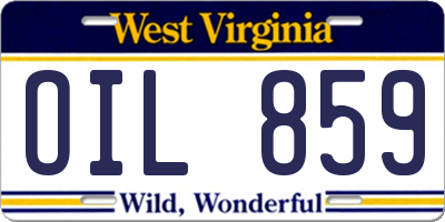 WV license plate OIL859