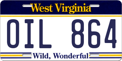 WV license plate OIL864