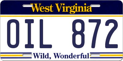 WV license plate OIL872