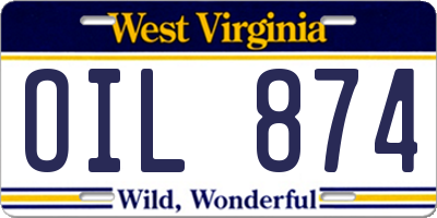 WV license plate OIL874