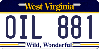 WV license plate OIL881