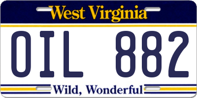 WV license plate OIL882