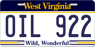WV license plate OIL922