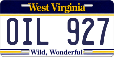 WV license plate OIL927