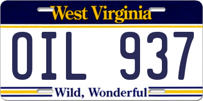 WV license plate OIL937