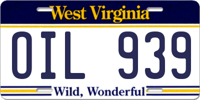 WV license plate OIL939