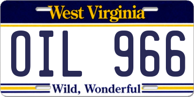 WV license plate OIL966