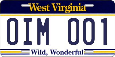 WV license plate OIM001