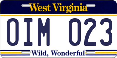 WV license plate OIM023