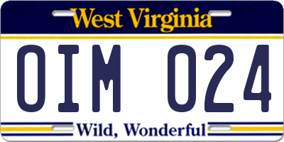 WV license plate OIM024