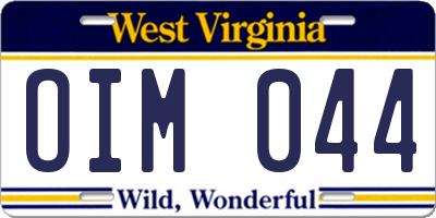 WV license plate OIM044