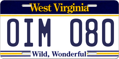 WV license plate OIM080