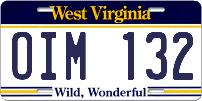 WV license plate OIM132