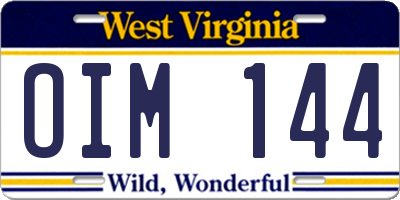 WV license plate OIM144