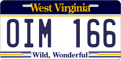 WV license plate OIM166