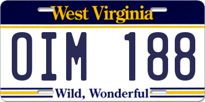 WV license plate OIM188