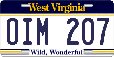 WV license plate OIM207