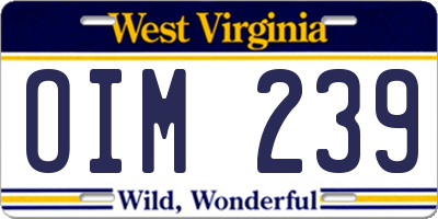 WV license plate OIM239