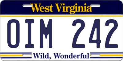 WV license plate OIM242