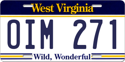 WV license plate OIM271