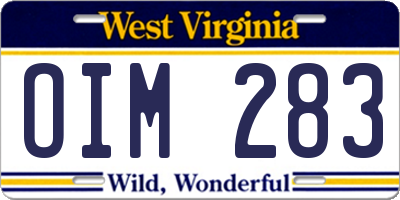 WV license plate OIM283