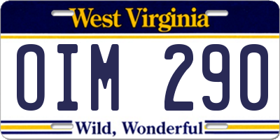 WV license plate OIM290