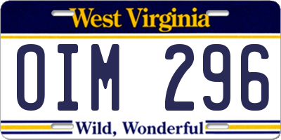 WV license plate OIM296