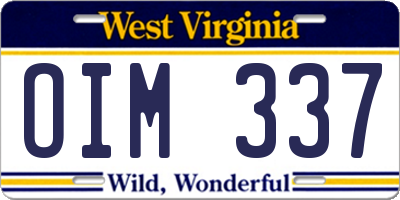 WV license plate OIM337
