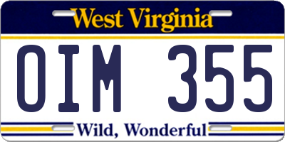 WV license plate OIM355