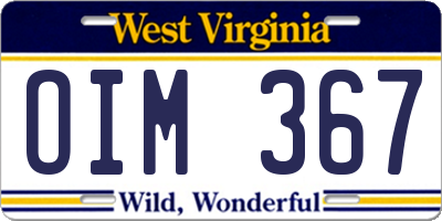 WV license plate OIM367
