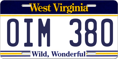 WV license plate OIM380