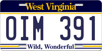 WV license plate OIM391