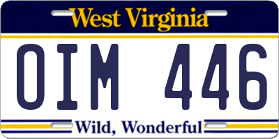 WV license plate OIM446